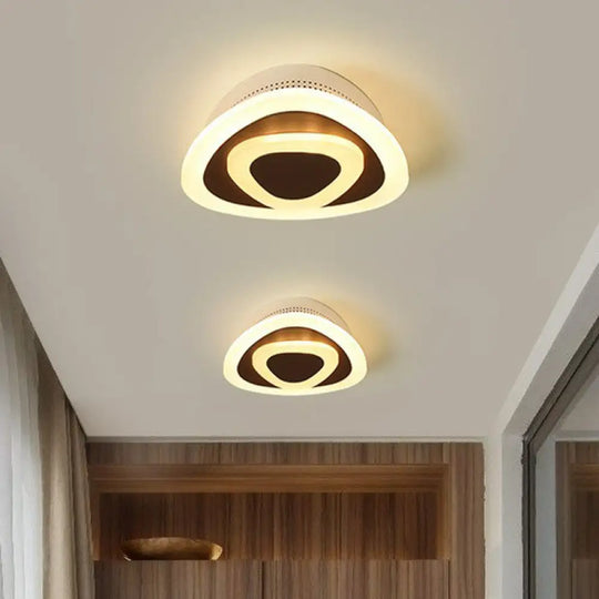 Contemporary Flush Ceiling Light: Geometric Acrylic Led Fixture Coffee / Warm Triangle