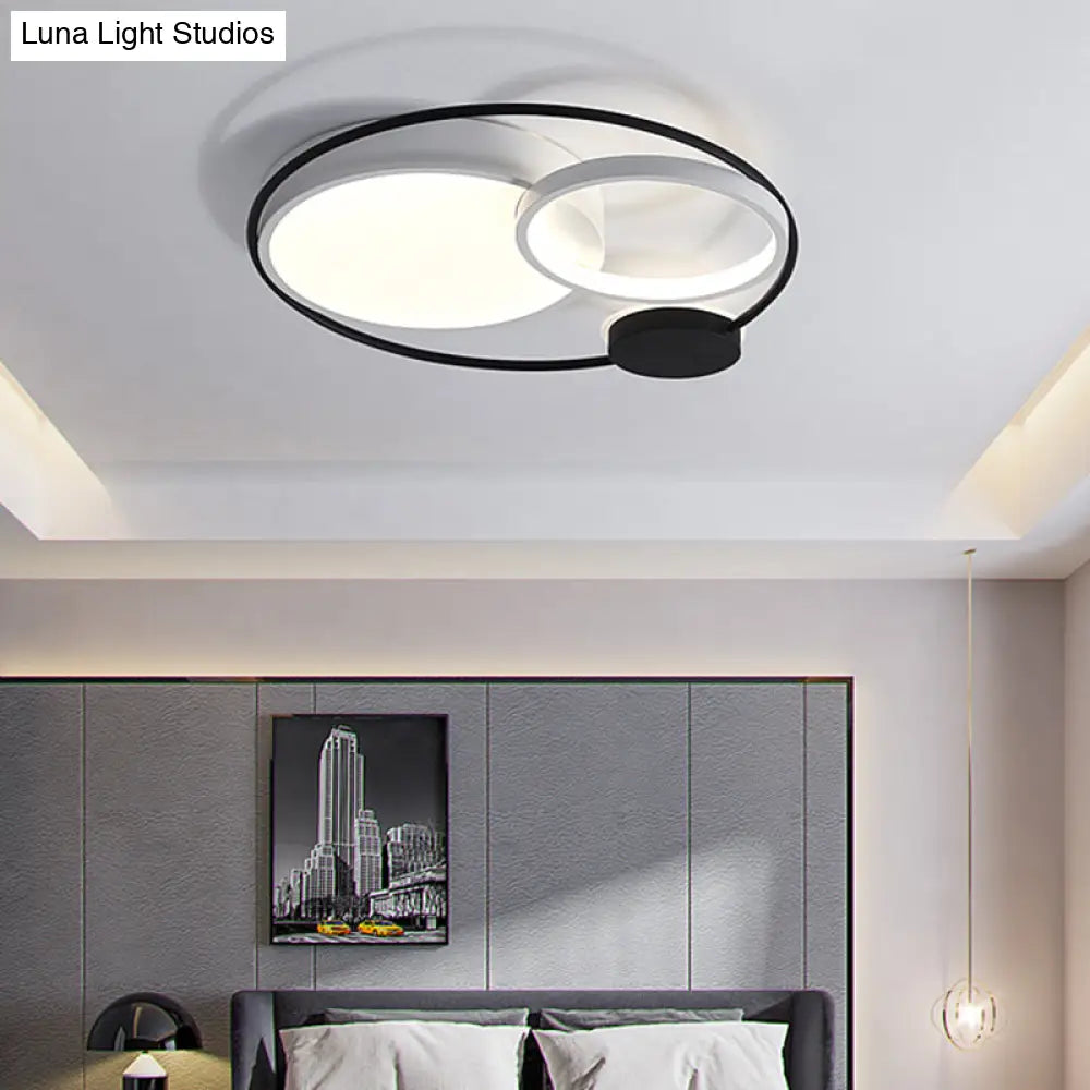 Contemporary Flush Mount Ceiling Light In Black And White - Acrylic Round Led Fixture