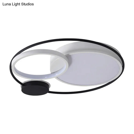 Contemporary Flush Mount Ceiling Light In Black And White - Acrylic Round Led Fixture
