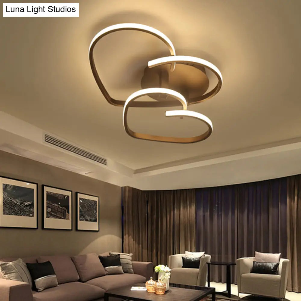 Contemporary Flush Mount Led Ceiling Light For Living Room - Acrylic Heart Design