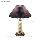 Contemporary Foldable Conical Table Lamp For Childrens Room - 1-Light Blue/Red Fabric Shade With
