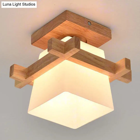 Contemporary Frosted Glass Semi-Flush Chandelier For Hallway Ceiling Mount