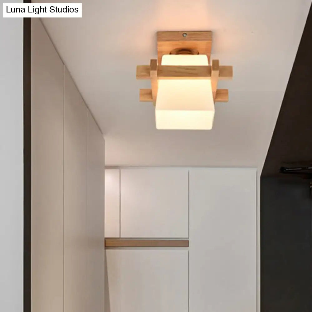 Contemporary Frosted Glass Semi - Flush Chandelier For Hallway Ceiling Mount