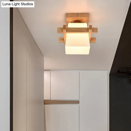Contemporary Frosted Glass Semi - Flush Chandelier For Hallway Ceiling Mount