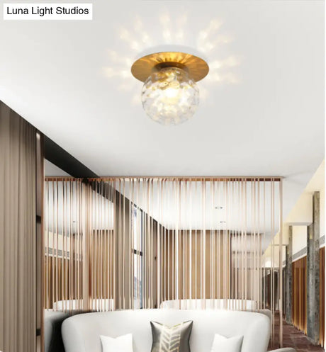 Contemporary Frosted Glass Sphere Semi Flush Chandelier: Stylish Ceiling Mount Light For Hallways
