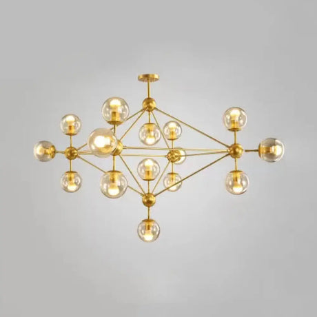 Contemporary Geometric Chandelier - Brass/Gold/Rose Gold 10/15/21 Lights Living Room Pendant 15 /