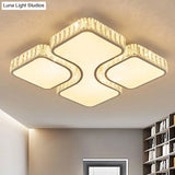 Contemporary Geometric Crystal Block Ceiling Light - Led Flush Mount 16’/16.5’/35.5’ W