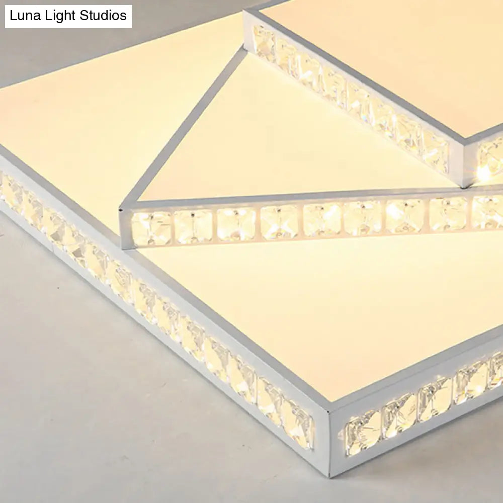 Contemporary Geometric Crystal Ceiling Light With Remote Control Dimming - Led Flush Mount Multiple