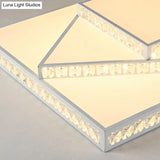 Contemporary Geometric Crystal Ceiling Light With Remote Control Dimming - Led Flush Mount Multiple