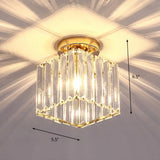 Contemporary Geometric Crystal Prism Flush Mount Led Ceiling Light Fixture Gold / Warm Square Plate