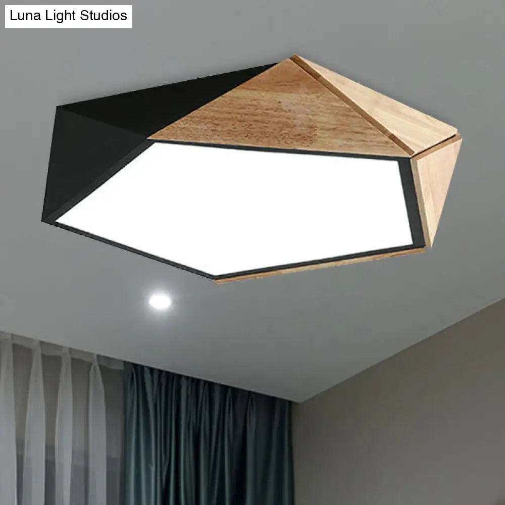 Contemporary Geometric Flush Mount Led Lamp: White/Black Ceiling Light For Living Room (Warm/White)