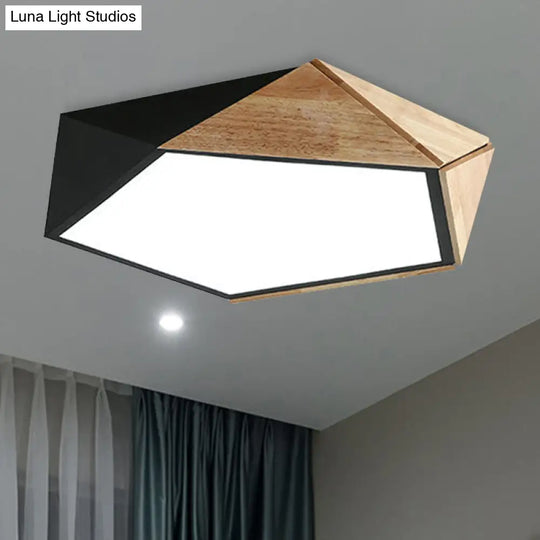 Contemporary Geometric Flush Mount Led Lamp: White/Black Ceiling Light For Living Room (Warm/White)