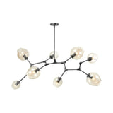 Contemporary Glass Bubble Chandelier: Adjustable Pendant For Dining Room 3/5 Heads Black/Gold Finish