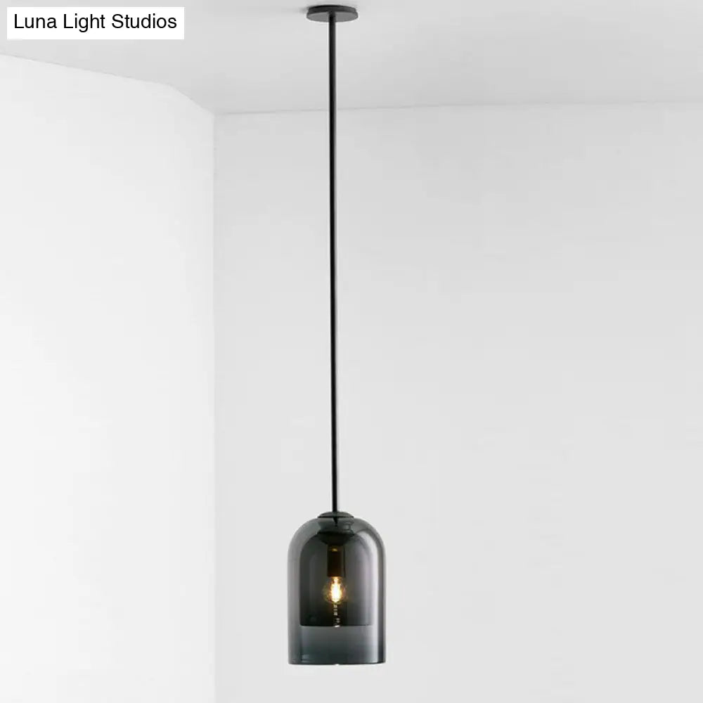 Contemporary Glass Cloche Hanging Lamp - Kitchen Pendant Light Fixture