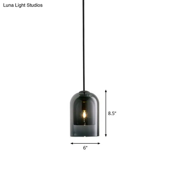 Contemporary Glass Cloche Hanging Lamp - Kitchen Pendant Light Fixture