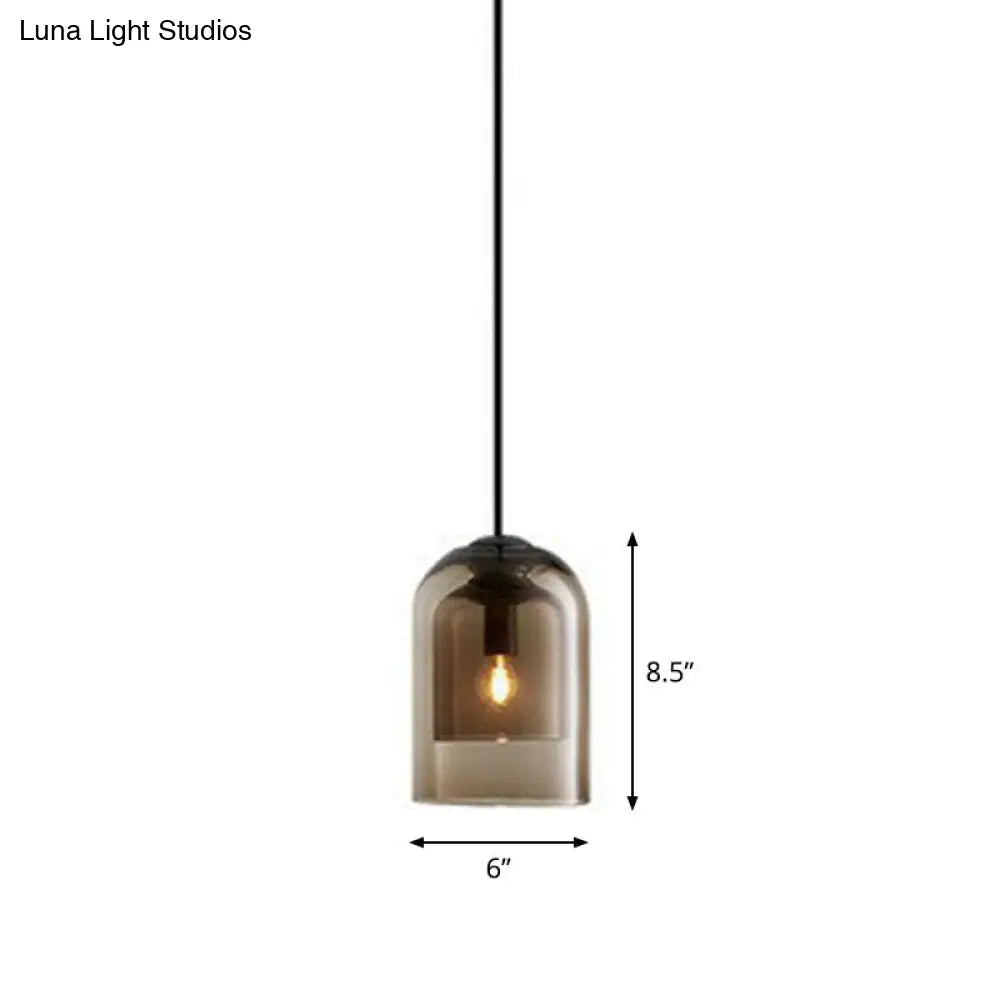 Contemporary Glass Cloche Hanging Lamp - Kitchen Pendant Light Fixture
