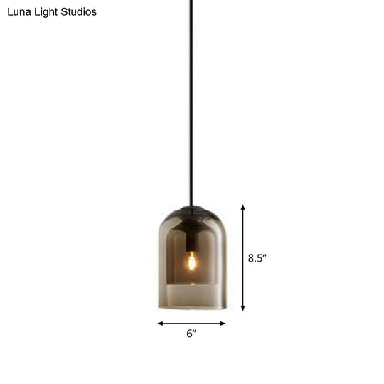 Contemporary Glass Cloche Hanging Lamp - Kitchen Pendant Light Fixture