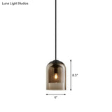 Contemporary Glass Cloche Hanging Lamp With Kitchen Lighting - 1 Bulb Fixture