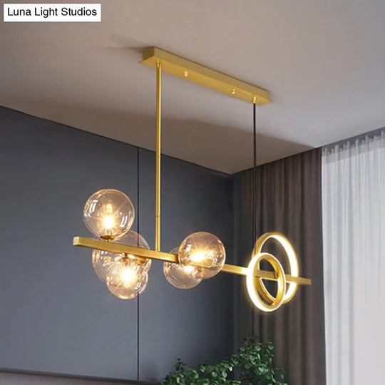 Contemporary Glass Island Lamp: 7-Head Hanging Light For Dining Room