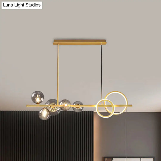 Contemporary Glass Island Lamp: 7-Head Hanging Light For Dining Room