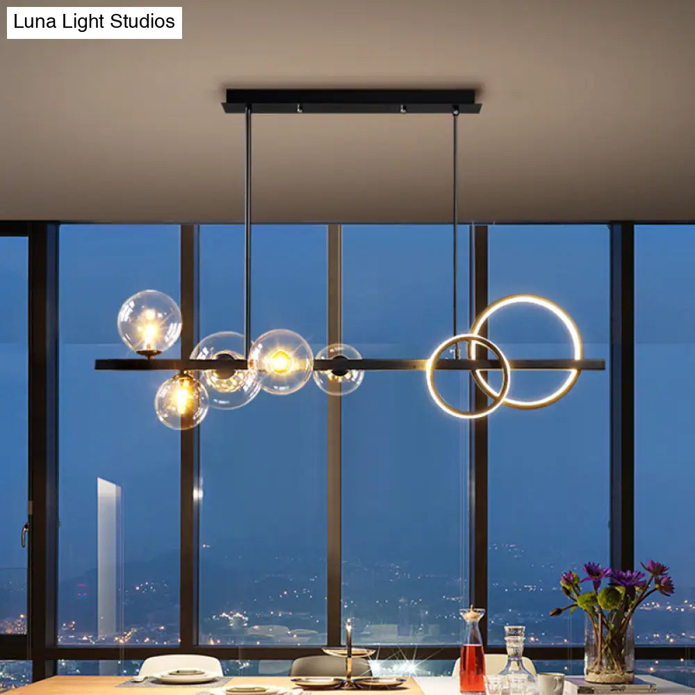 Contemporary Glass Island Lamp: 7-Head Hanging Light For Dining Room