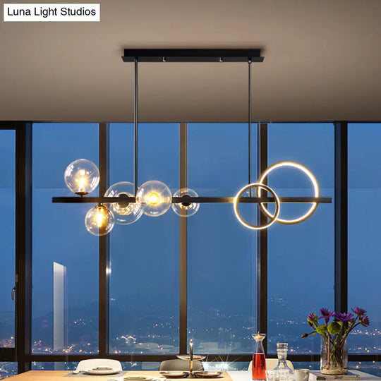 Contemporary Glass Island Lamp: 7-Head Hanging Light For Dining Room