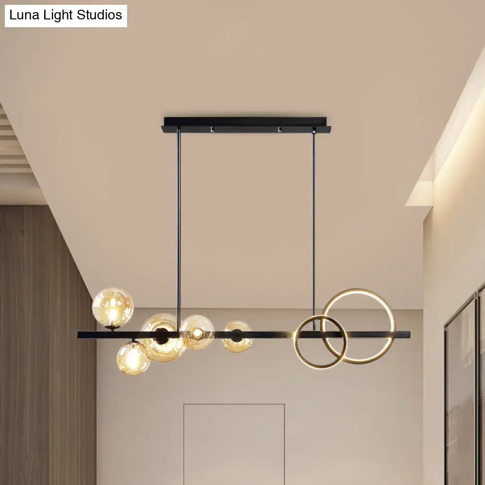 Contemporary Glass Island Lamp: 7-Head Hanging Light For Dining Room