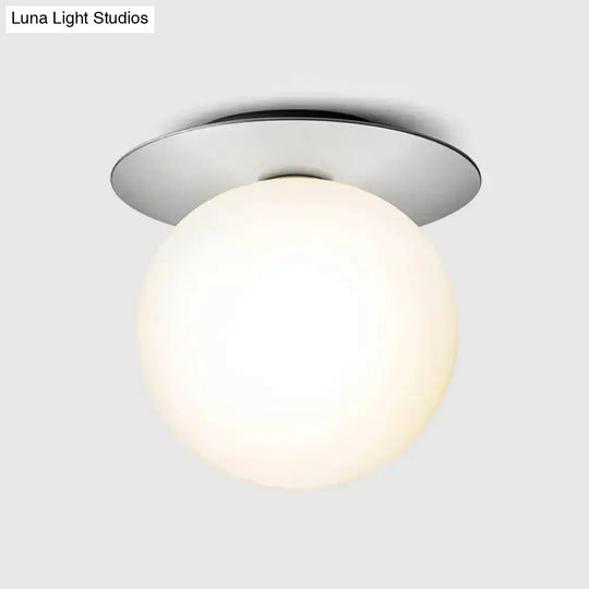 Contemporary Glass Led Flush Mount Ceiling Light - Stylish Lighting For Corridor Silver / Milk White