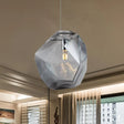 Contemporary Glass Pendant Light - Faceted Grey/Orange/Purple 1-Light Led Hanging Lamp For Dining