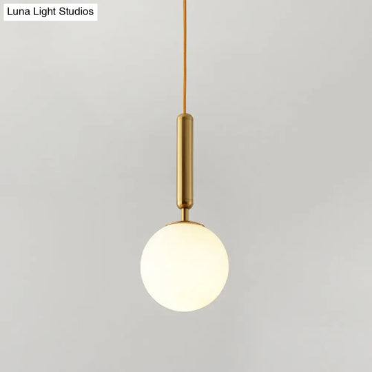 Contemporary Glass Pendant Light - Spherical Design For Lounge Gold / Milk White