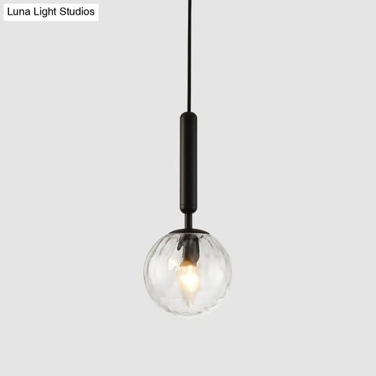 Contemporary Glass Pendant Light - Spherical Design For Lounge Black / Clear