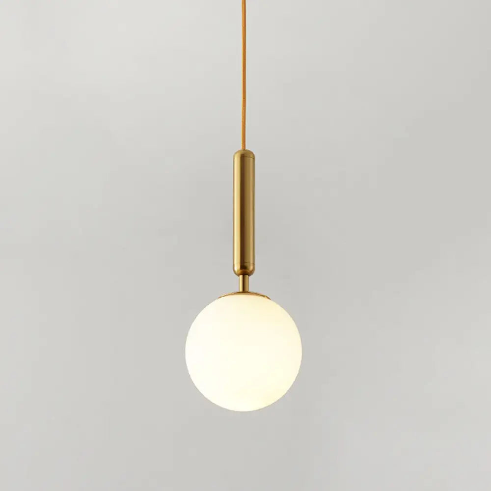 Contemporary Glass Pendant Light For Lounge Gold / Milk White