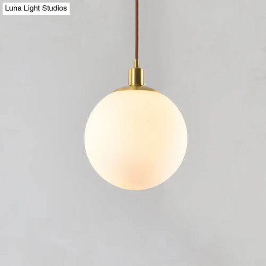 Contemporary Gold Pendant Light Fixture - Glass Spherical Hanging For Bedroom