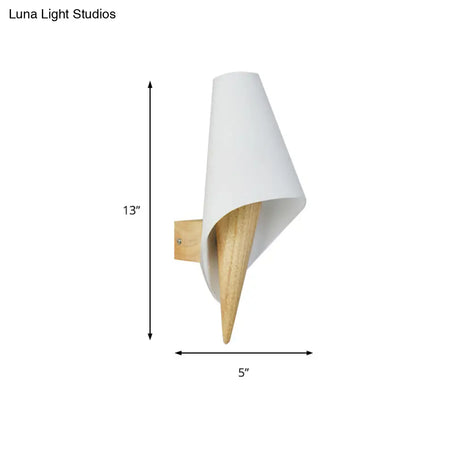 Contemporary Glass Sweet Cone Wall Light In White & Beige For Living Room