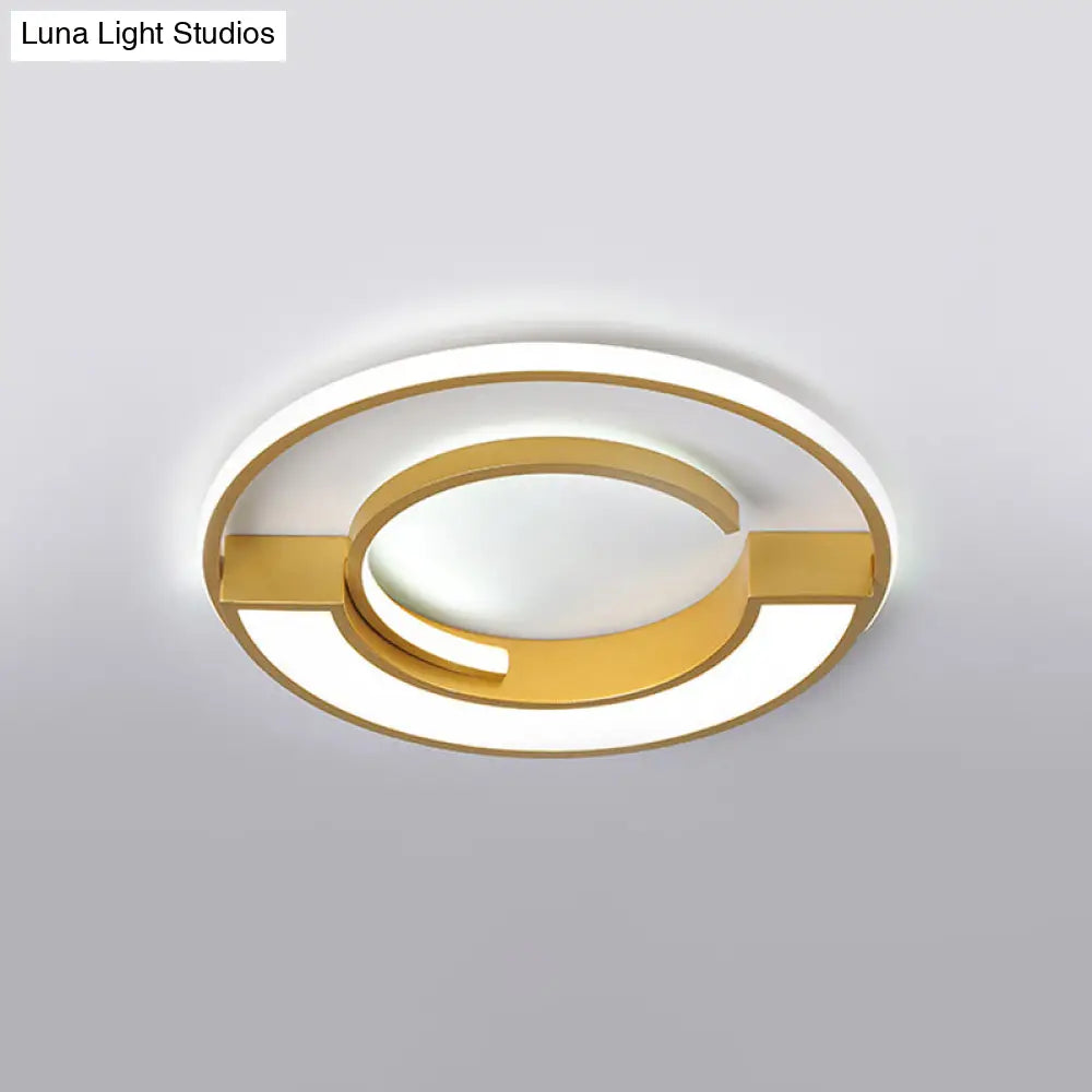 Contemporary Gold Aluminum Ceiling Lamp - Led Flushmount Lighting In Warm/White Light (16.5’ Or