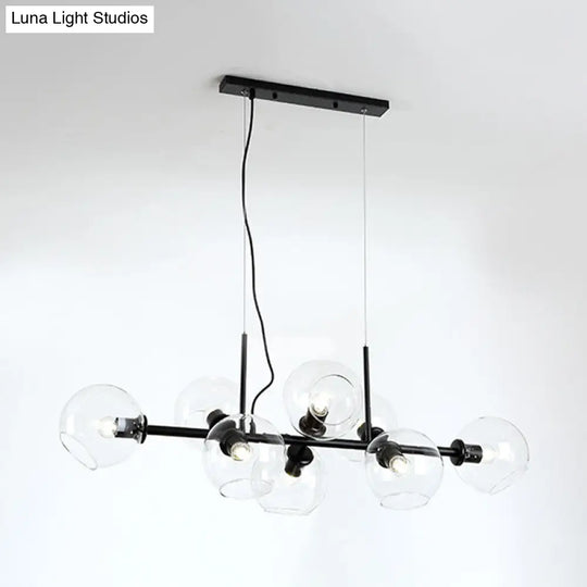 Contemporary Gold/Black Round Island Lighting With 8 Smoky Glass Heads - Linear Design