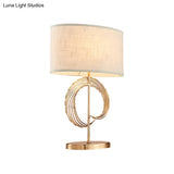 Contemporary Gold Drum Table Lamp - Stylish Bedroom Lighting Fixture