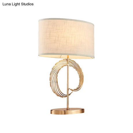 Contemporary Gold Drum Table Lamp - Stylish Bedroom Lighting Fixture