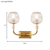 Contemporary Gold Finish Dome Foyer Wall Sconce With Clear Lattice Glass