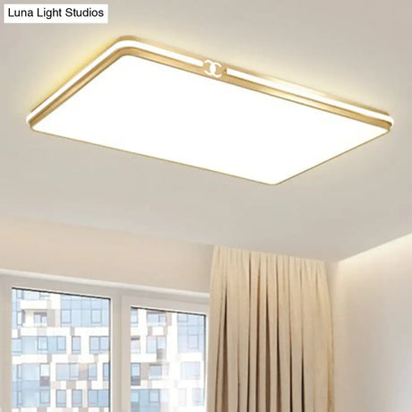 Contemporary Gold Finish Led Flush Mount Ceiling Light - Acrylic Rectangle Design