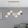 Contemporary Gold Frosted Glass Round Island Pendant Lighting - 7 Heads Fixture