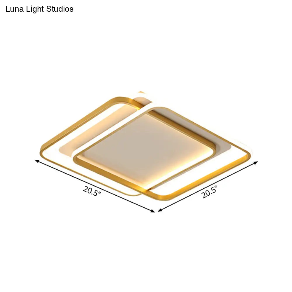 Contemporary Gold Led Bedroom Ceiling Light With Acrylic Shade - Warm/White 16.5’/20.5’ Width