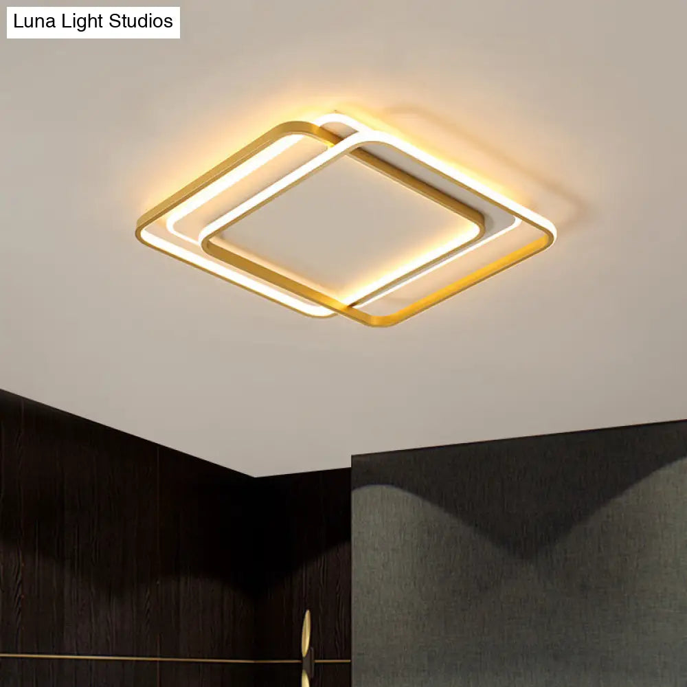 Contemporary Gold Led Bedroom Ceiling Light With Acrylic Shade - Warm/White 16.5/20.5 Width / 16.5