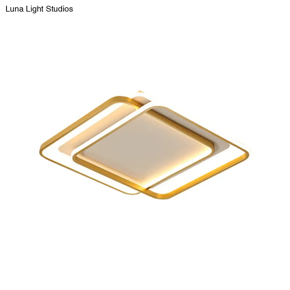 Contemporary Gold Led Bedroom Ceiling Light With Acrylic Shade - Warm/White 16.5/20.5 Width