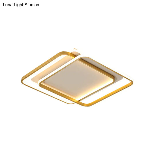 Contemporary Gold Led Bedroom Ceiling Light With Acrylic Shade - Warm/White 16.5/20.5 Width