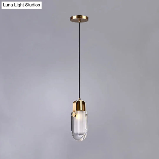 Contemporary Gold Droplet Crystal Pendant Led Ceiling Light