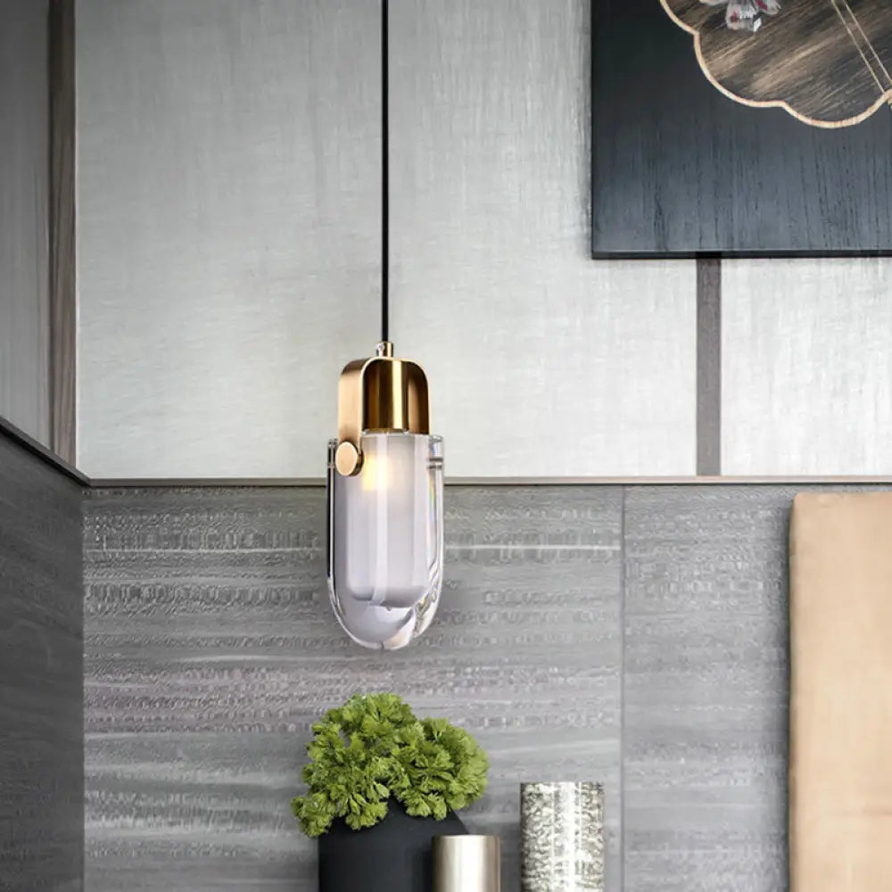 Contemporary Gold Droplet Crystal Pendant Led Ceiling Light