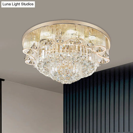Contemporary Gold Led Flush Mount Ceiling Light With Scalloped Tiers - 4-Light For Dining Hall