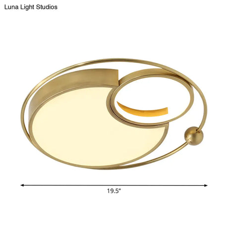 Contemporary Gold Led Flush Mount Light For Bedroom