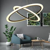 Contemporary Gold Led Ring Pendant Chandelier With Acrylic Lights In White/Warm Light 2 / Black Warm